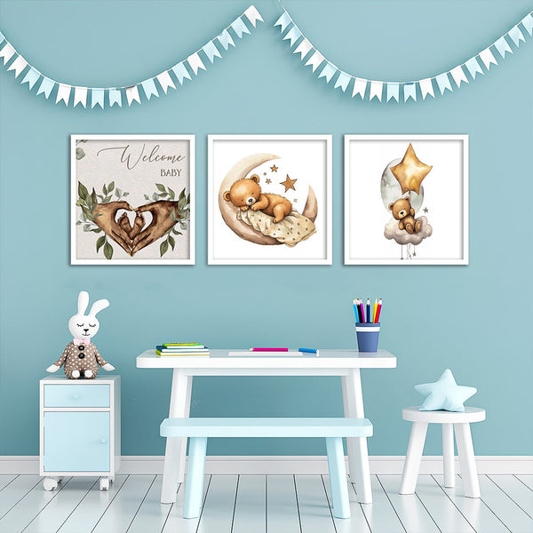 Welcome Baby Nursery Wall Art-3 Panel (1)