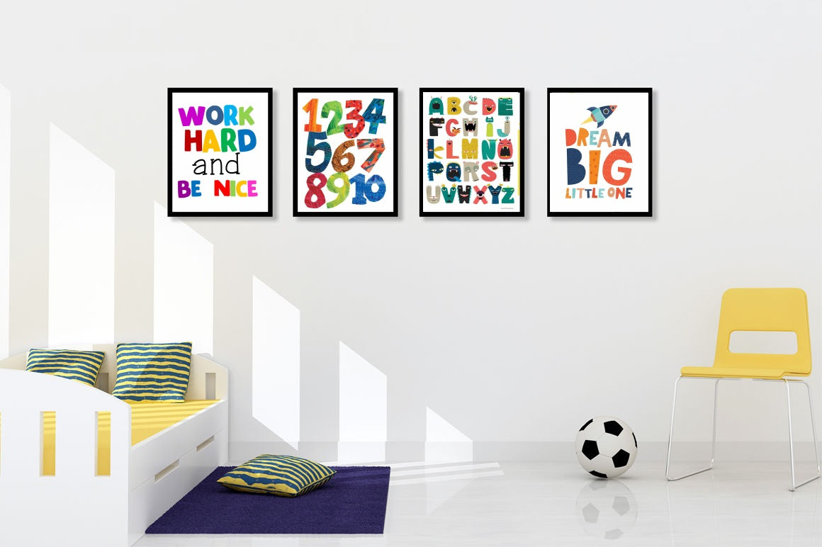 Work Hard Kids Wall Art-4 Panel