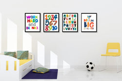 Work Hard Kids Wall Art-4 Panel