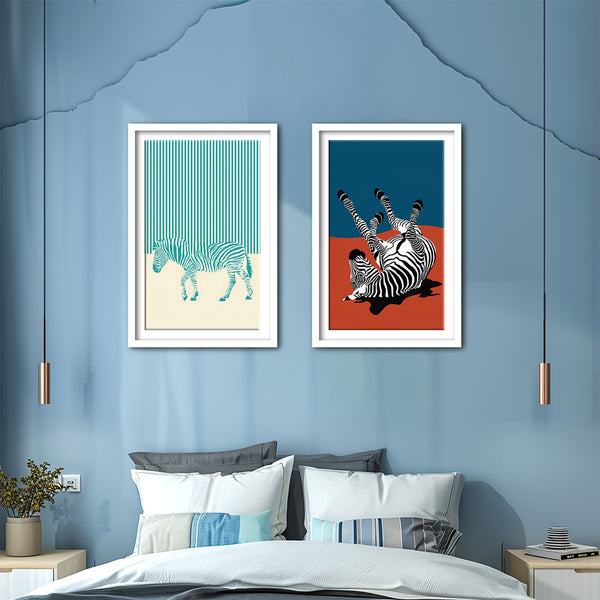 Zebra In Motion Kids Wall Art-2 Panel (1)